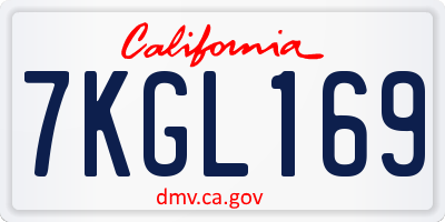 CA license plate 7KGL169