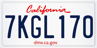 CA license plate 7KGL170