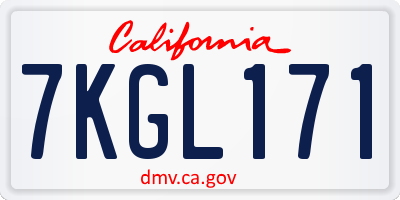 CA license plate 7KGL171