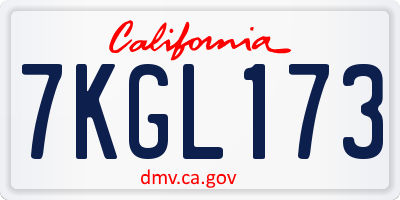 CA license plate 7KGL173