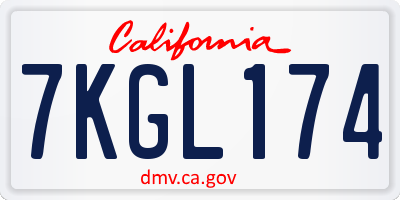 CA license plate 7KGL174