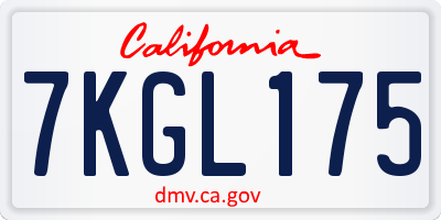 CA license plate 7KGL175