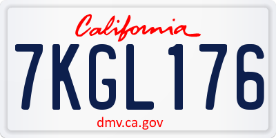 CA license plate 7KGL176