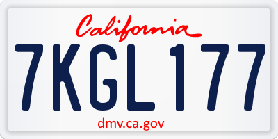 CA license plate 7KGL177