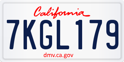 CA license plate 7KGL179