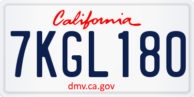 CA license plate 7KGL180