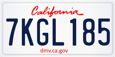 CA license plate 7KGL185