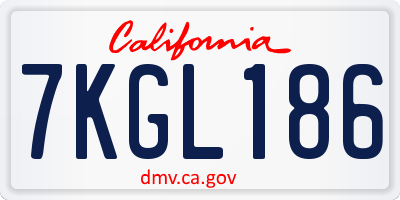 CA license plate 7KGL186