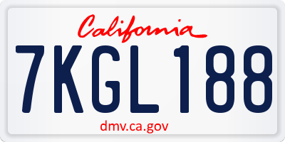 CA license plate 7KGL188