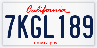 CA license plate 7KGL189