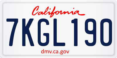 CA license plate 7KGL190