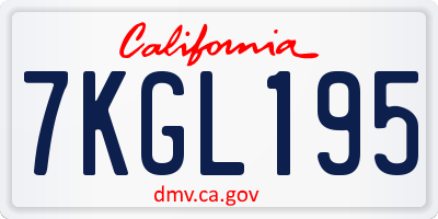 CA license plate 7KGL195