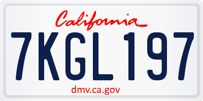 CA license plate 7KGL197