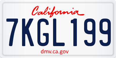 CA license plate 7KGL199