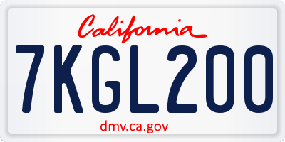 CA license plate 7KGL200