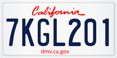 CA license plate 7KGL201