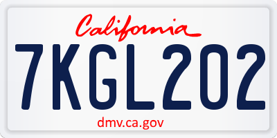 CA license plate 7KGL202