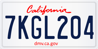 CA license plate 7KGL204