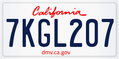 CA license plate 7KGL207