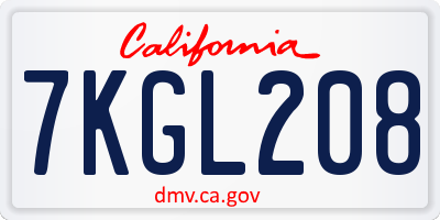 CA license plate 7KGL208