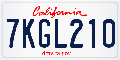 CA license plate 7KGL210