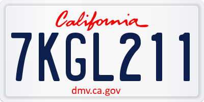 CA license plate 7KGL211