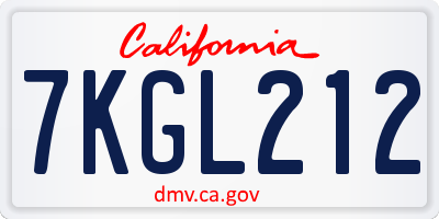 CA license plate 7KGL212