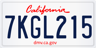CA license plate 7KGL215