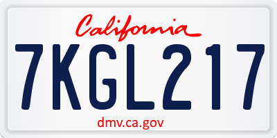 CA license plate 7KGL217