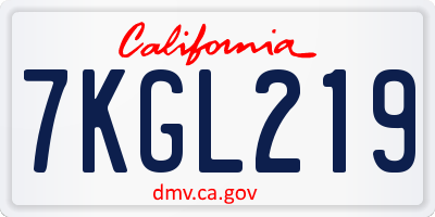 CA license plate 7KGL219