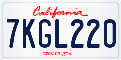 CA license plate 7KGL220