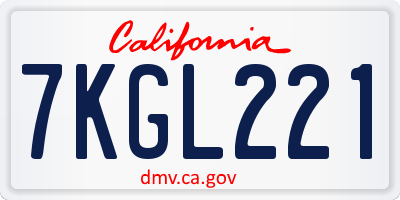 CA license plate 7KGL221