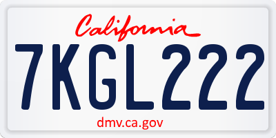 CA license plate 7KGL222