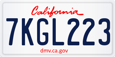 CA license plate 7KGL223
