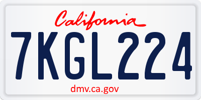 CA license plate 7KGL224