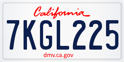 CA license plate 7KGL225