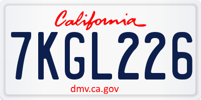 CA license plate 7KGL226