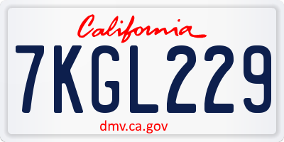 CA license plate 7KGL229