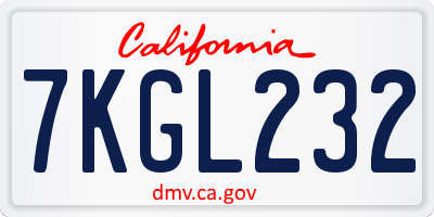 CA license plate 7KGL232