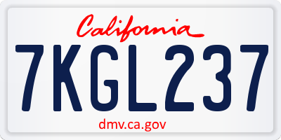 CA license plate 7KGL237