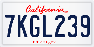 CA license plate 7KGL239