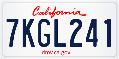 CA license plate 7KGL241