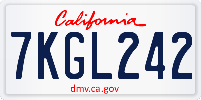 CA license plate 7KGL242