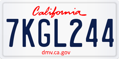 CA license plate 7KGL244