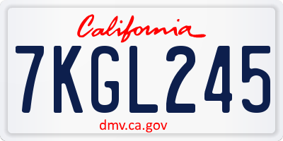 CA license plate 7KGL245