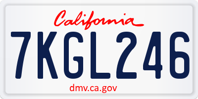 CA license plate 7KGL246