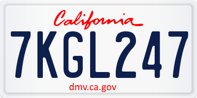 CA license plate 7KGL247
