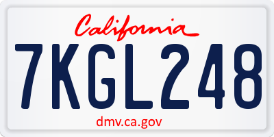 CA license plate 7KGL248