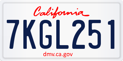 CA license plate 7KGL251