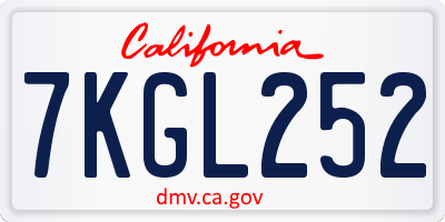 CA license plate 7KGL252